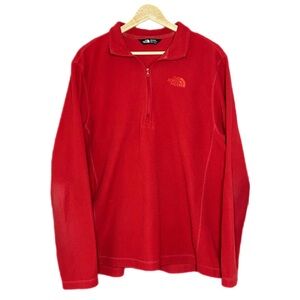 The North Face Men’s Lightweight Fleece Jacket Quarter Zip Red Size Large